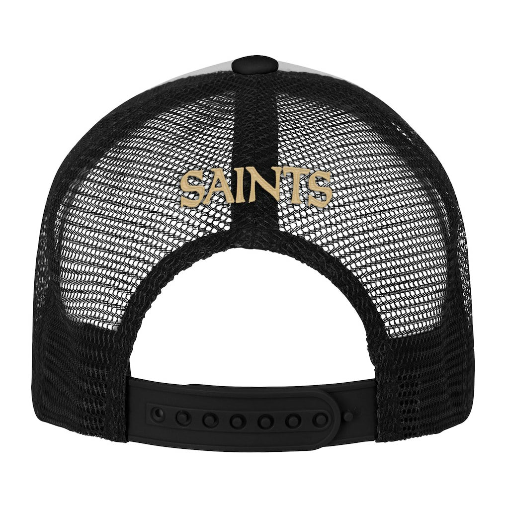 New Orleans Saints Youth Essentials Trucker Adjustable Hat - White/Black - NFL