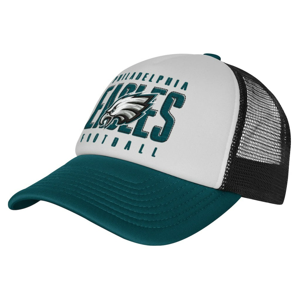 Philadelphia Eagles Youth Essentials Trucker Adjustable Hat - White/Midnight Green - NFL