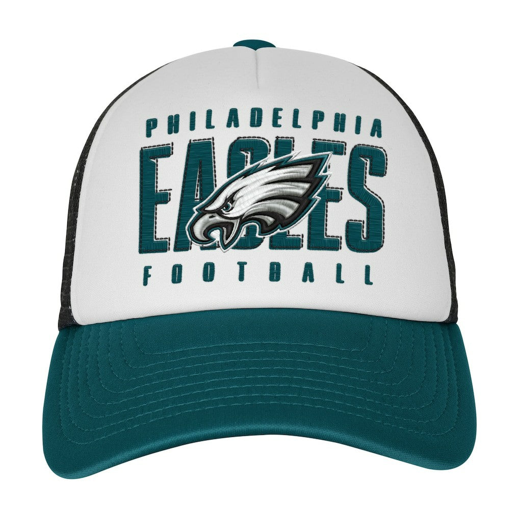 Philadelphia Eagles Youth Essentials Trucker Adjustable Hat - White/Midnight Green - NFL