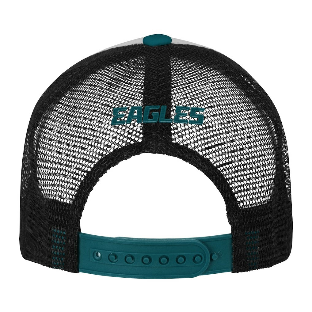 Philadelphia Eagles Youth Essentials Trucker Adjustable Hat - White/Midnight Green - NFL