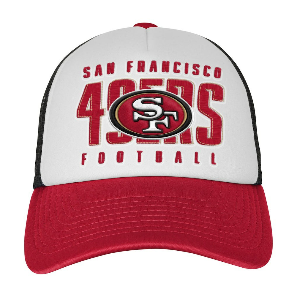 San Francisco 49ers Youth Essentials Trucker Adjustable Hat - White/Scarlet - NFL