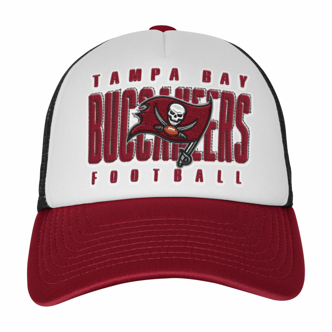 Tampa Bay Buccaneers Youth Essentials Trucker Adjustable Hat - White/Red - NFL