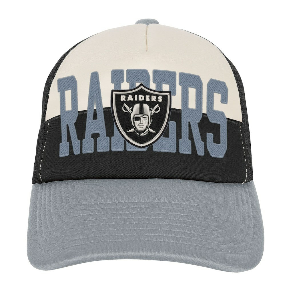 Las Vegas Raiders Youth Modern Fan Trucker Adjustable Hat - White/Silver - NFL
