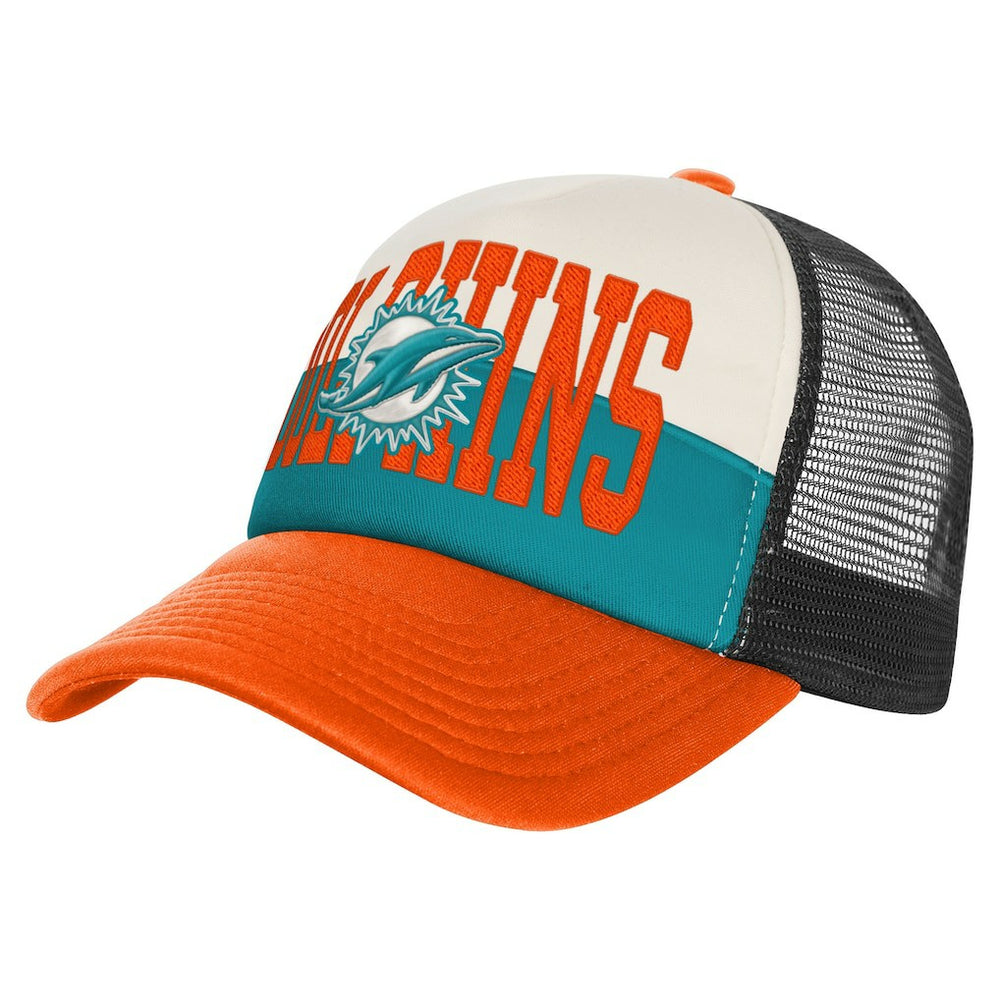 Miami Dolphins Youth Modern Fan Trucker Adjustable Hat - White/Orange - NFL