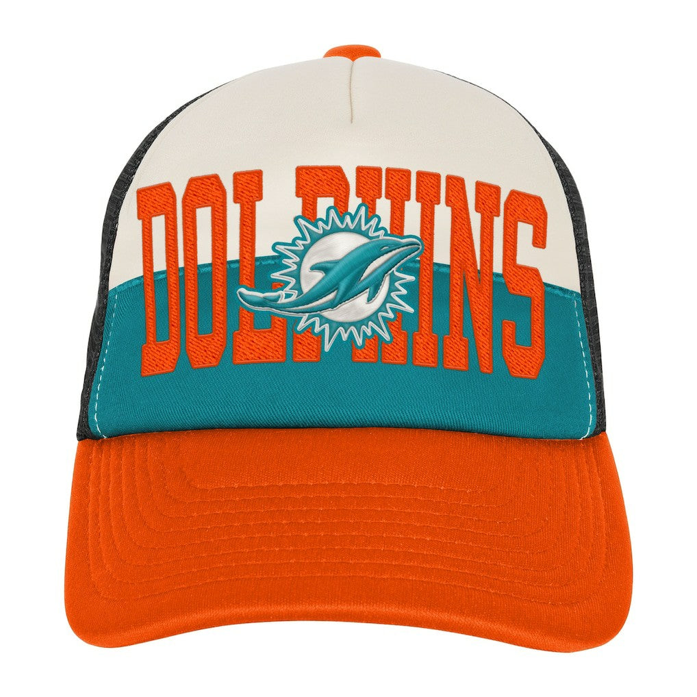 Miami Dolphins Youth Modern Fan Trucker Adjustable Hat - White/Orange - NFL