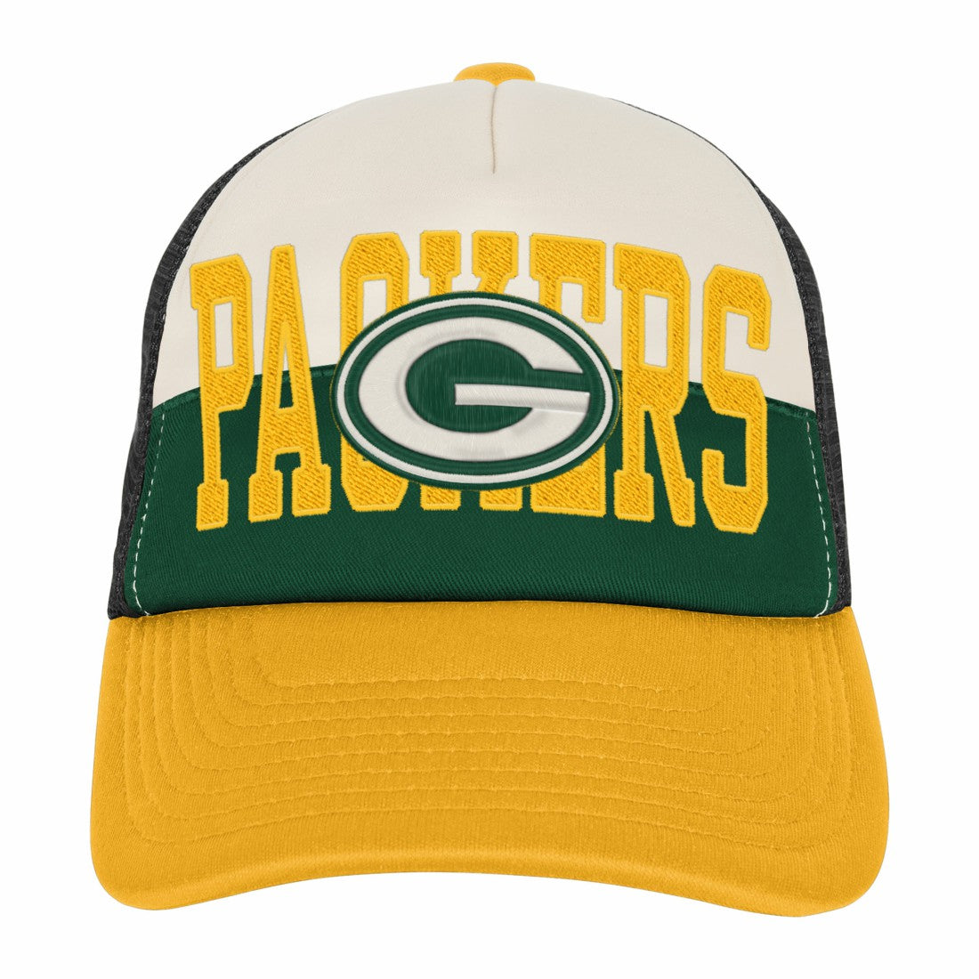 Green Bay Packers Youth Modern Fan Trucker Adjustable Hat - White/Gold - NFL