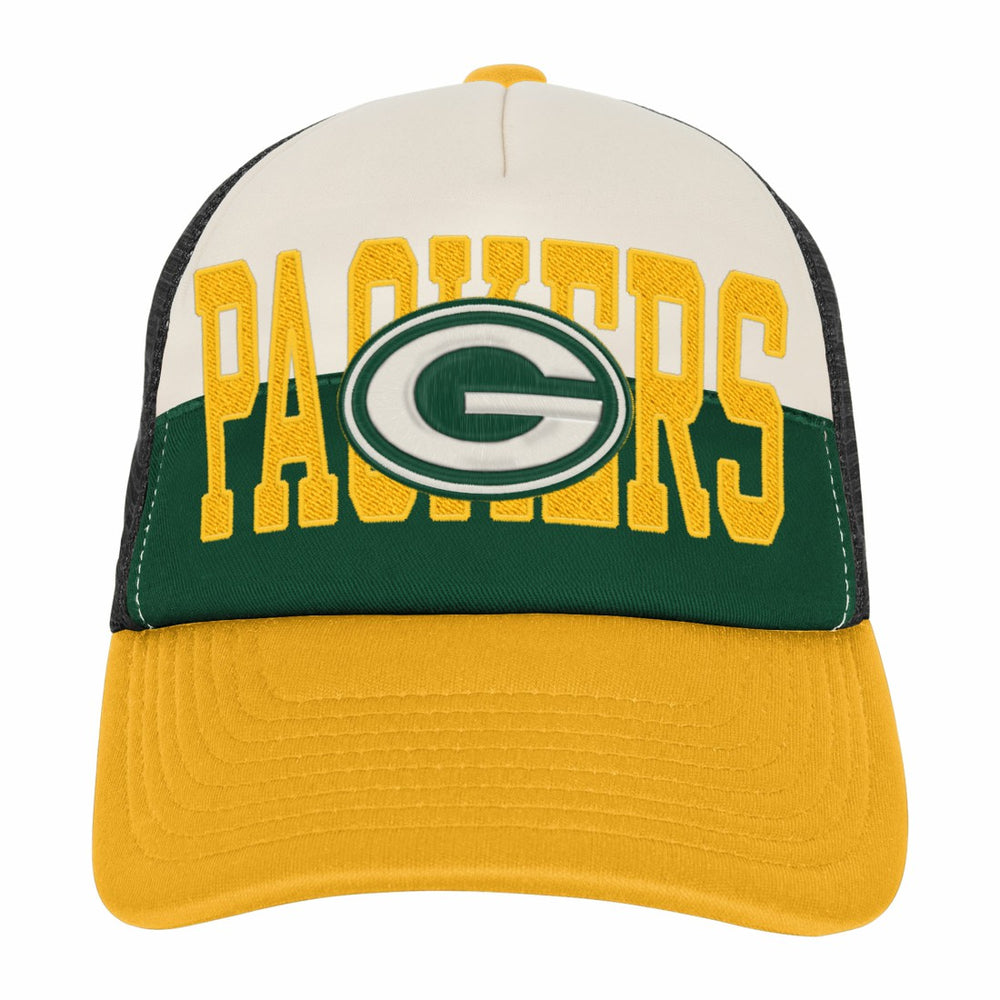 Green Bay Packers Youth Modern Fan Trucker Adjustable Hat - White/Gold - NFL