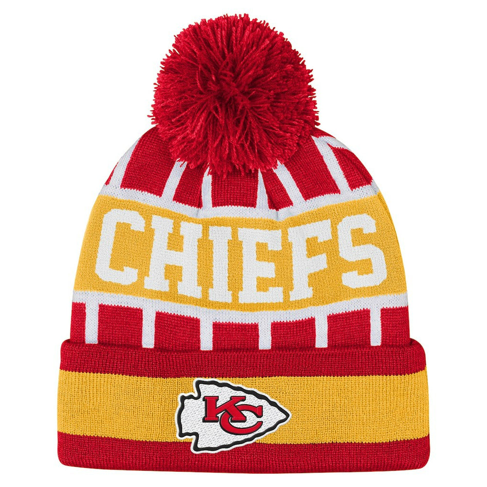 Kansas City Chiefs Outerstuff Youth Go Fast Cuffed Knit Hat with Pom - Red - NFL