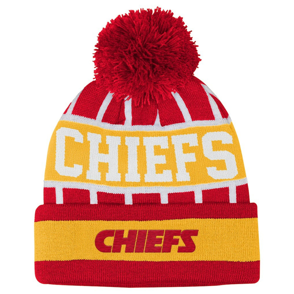 Kansas City Chiefs Outerstuff Youth Go Fast Cuffed Knit Hat with Pom - Red - NFL