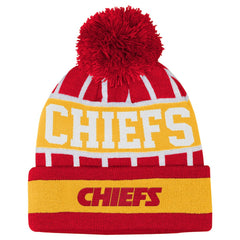 Kansas City Chiefs Outerstuff Youth Go Fast Cuffed Knit Hat with Pom - Red - NFL