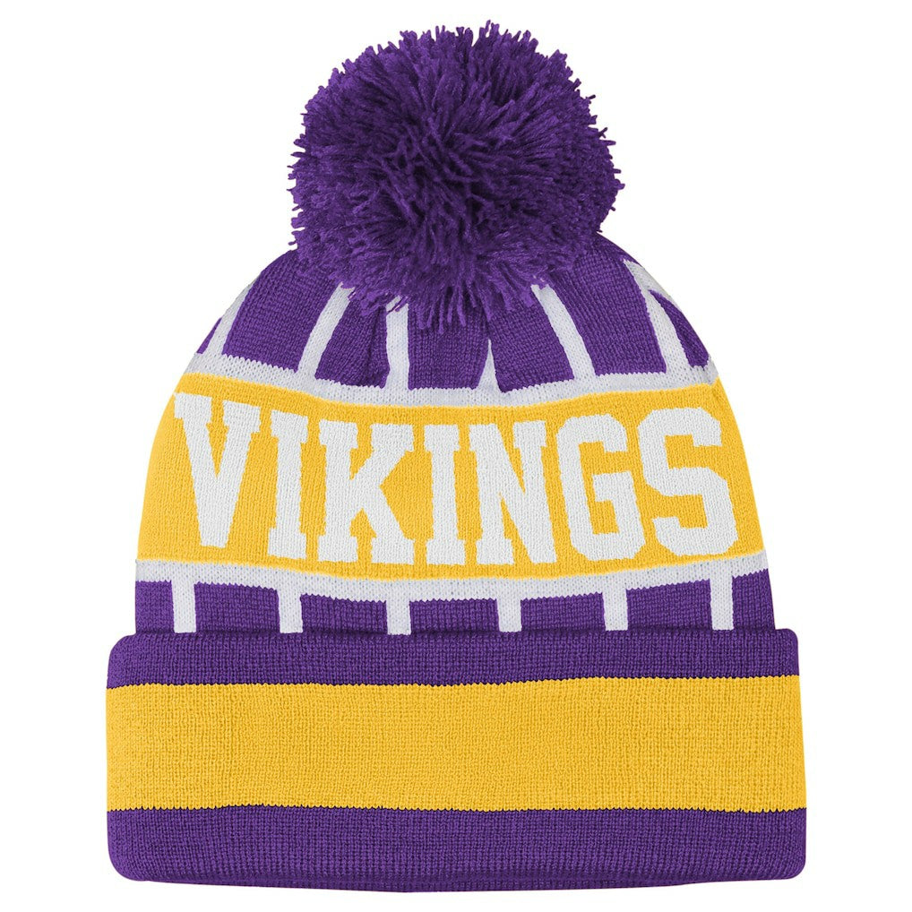 Minnesota Vikings Outerstuff Youth Go Fast Cuffed Knit Hat with Pom - Purple - NFL