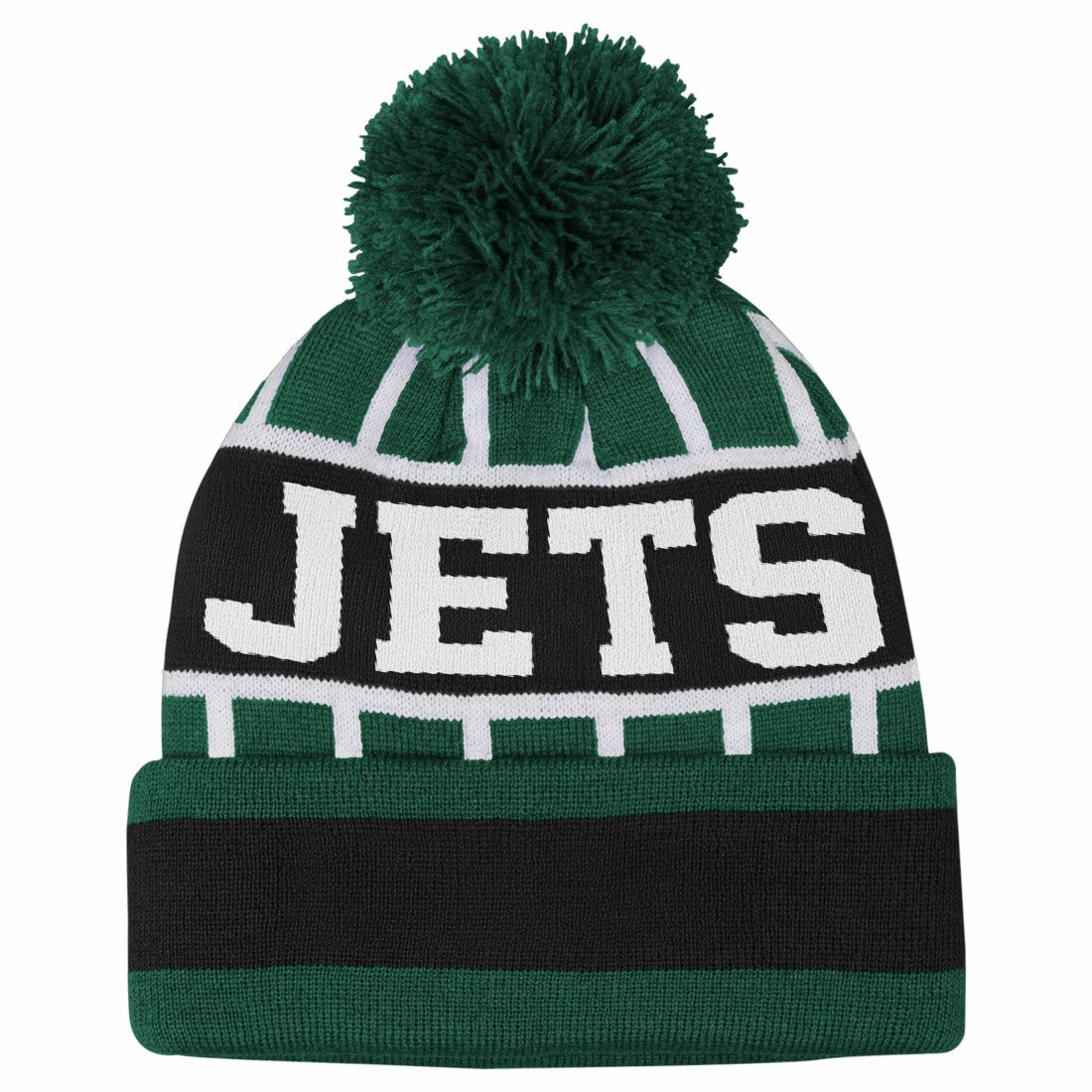 New York Jets Outerstuff Youth Go Fast Cuffed Knit Hat with Pom - Green - NFL