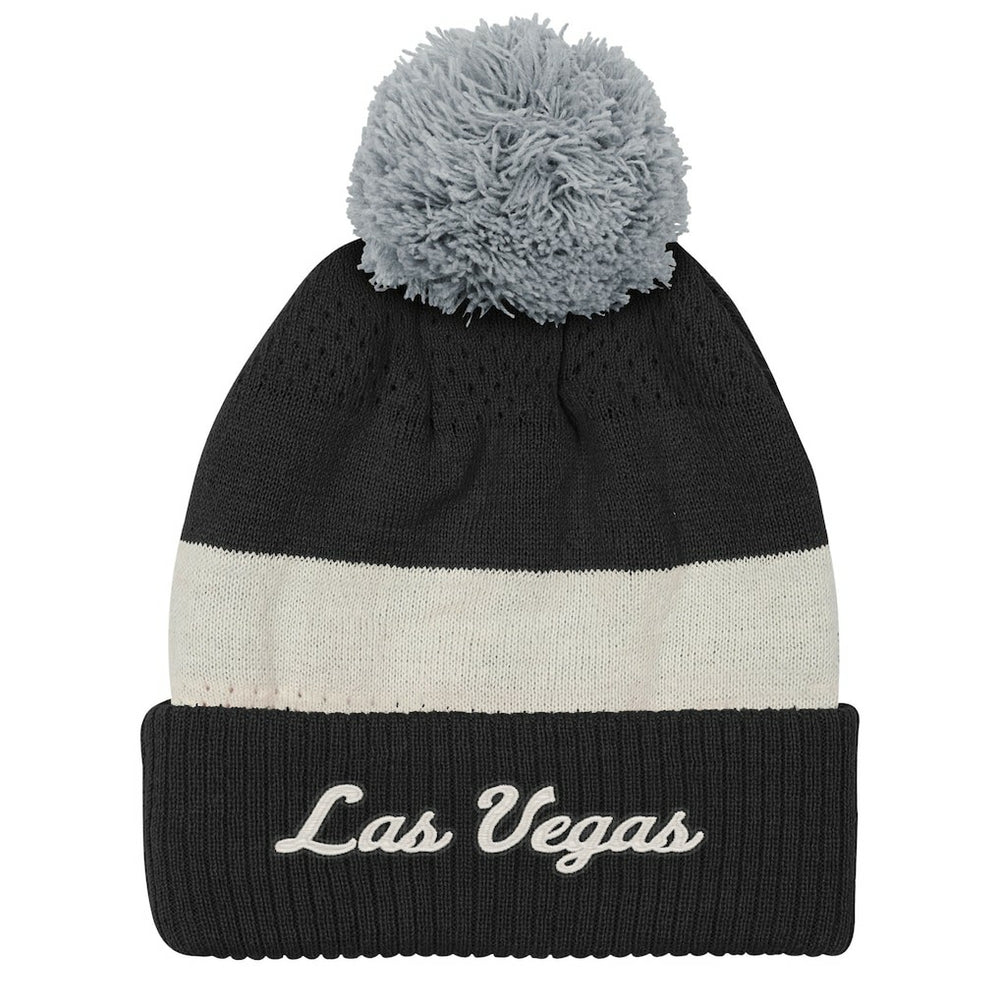 Las Vegas Raiders Outerstuff Youth Modern Fan Cuffed Knit Hat with Pom - Black - NFL