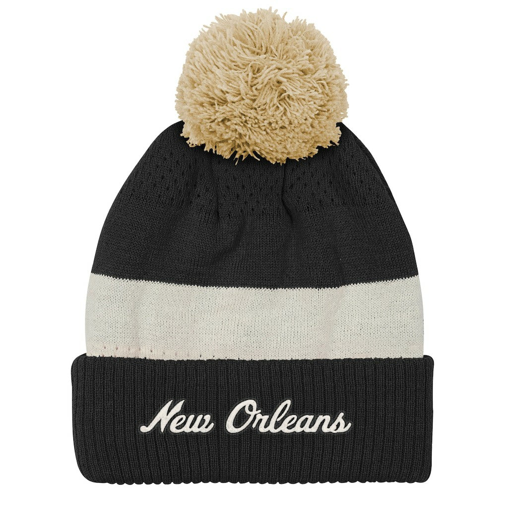 New Orleans Saints Outerstuff Youth Modern Fan Cuffed Knit Hat with Pom - Black - NFL