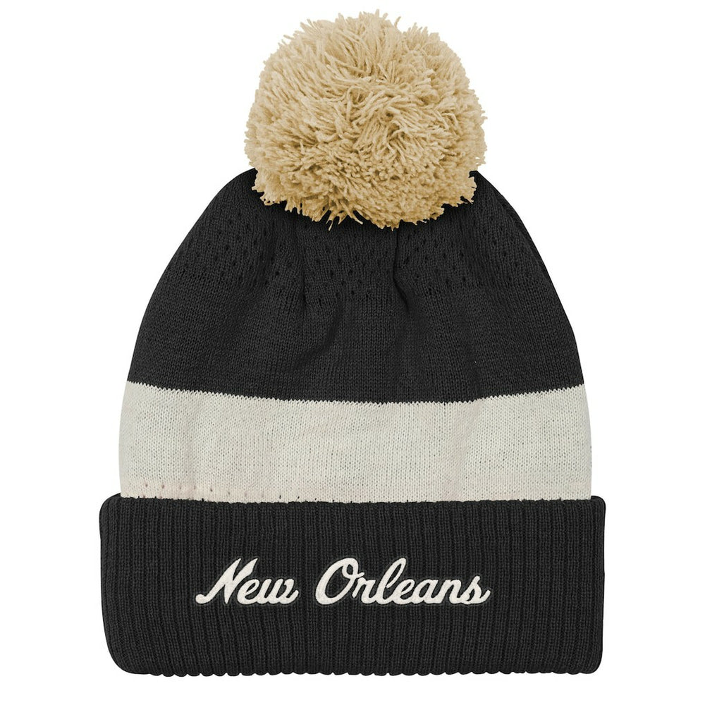 New Orleans Saints Outerstuff Youth Modern Fan Cuffed Knit Hat with Pom - Black - NFL