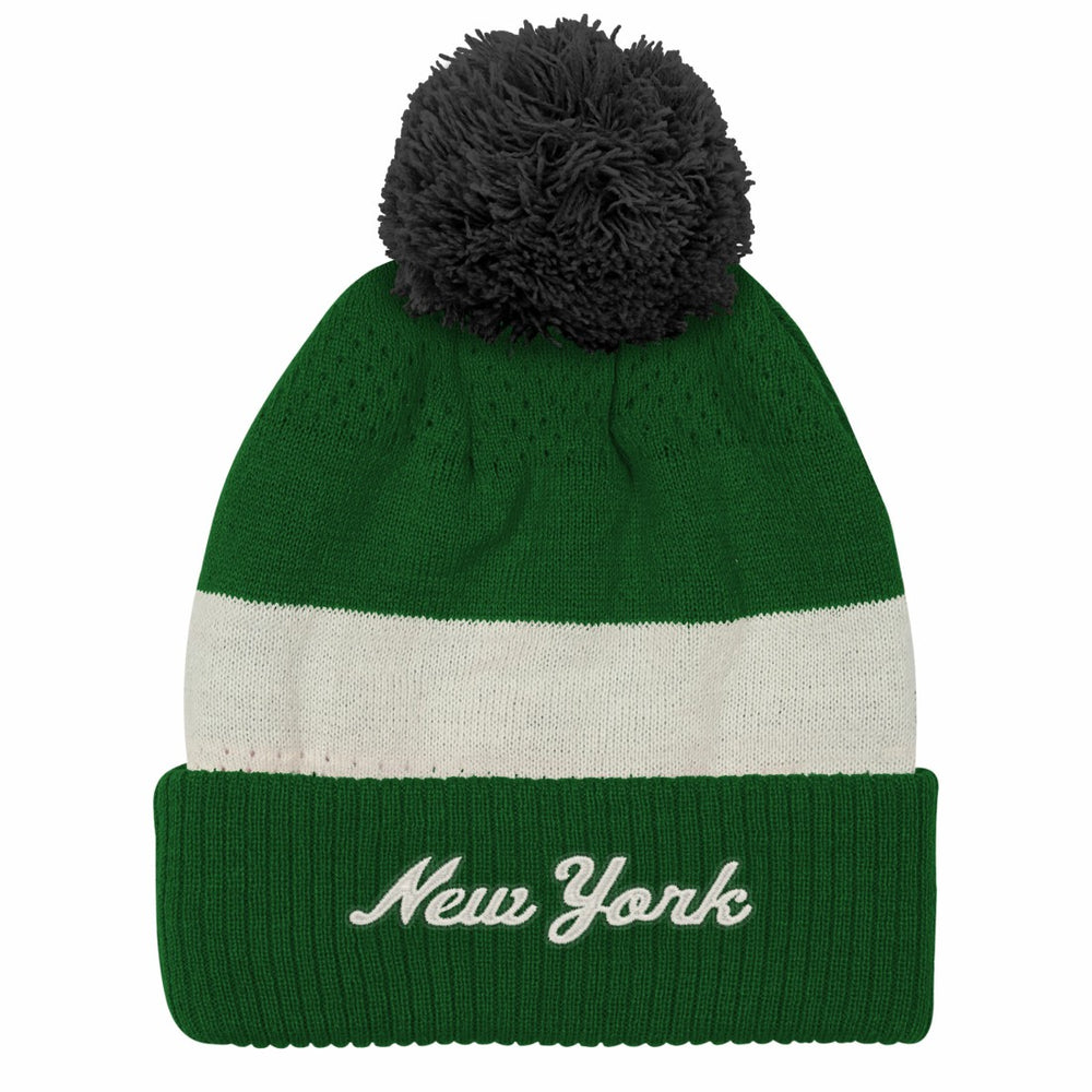 New York Jets Outerstuff Youth Modern Fan Cuffed Knit Hat with Pom - Green - NFL