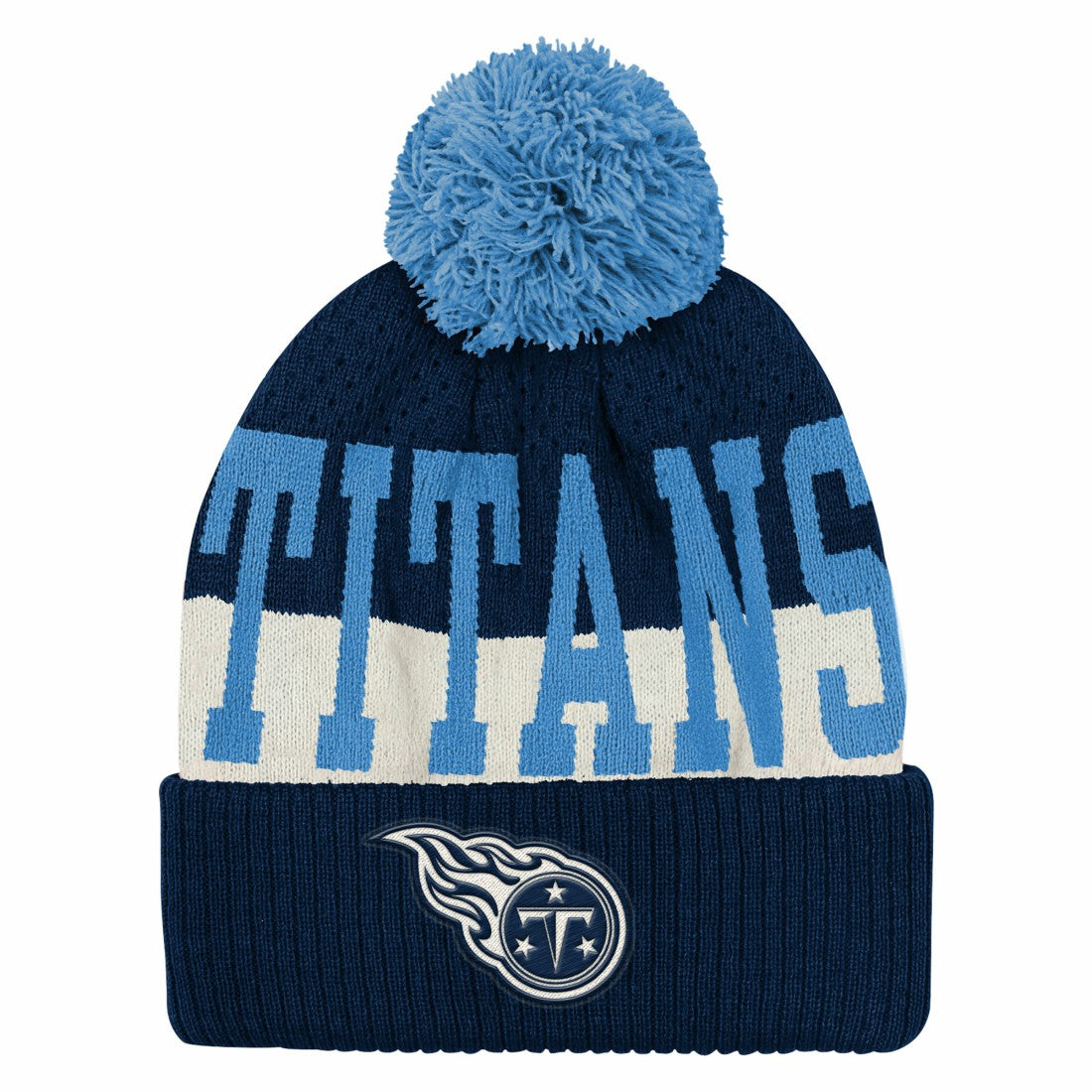 Tennessee Titans Outerstuff Youth Modern Fan Cuffed Knit Hat with Pom - Navy - NFL