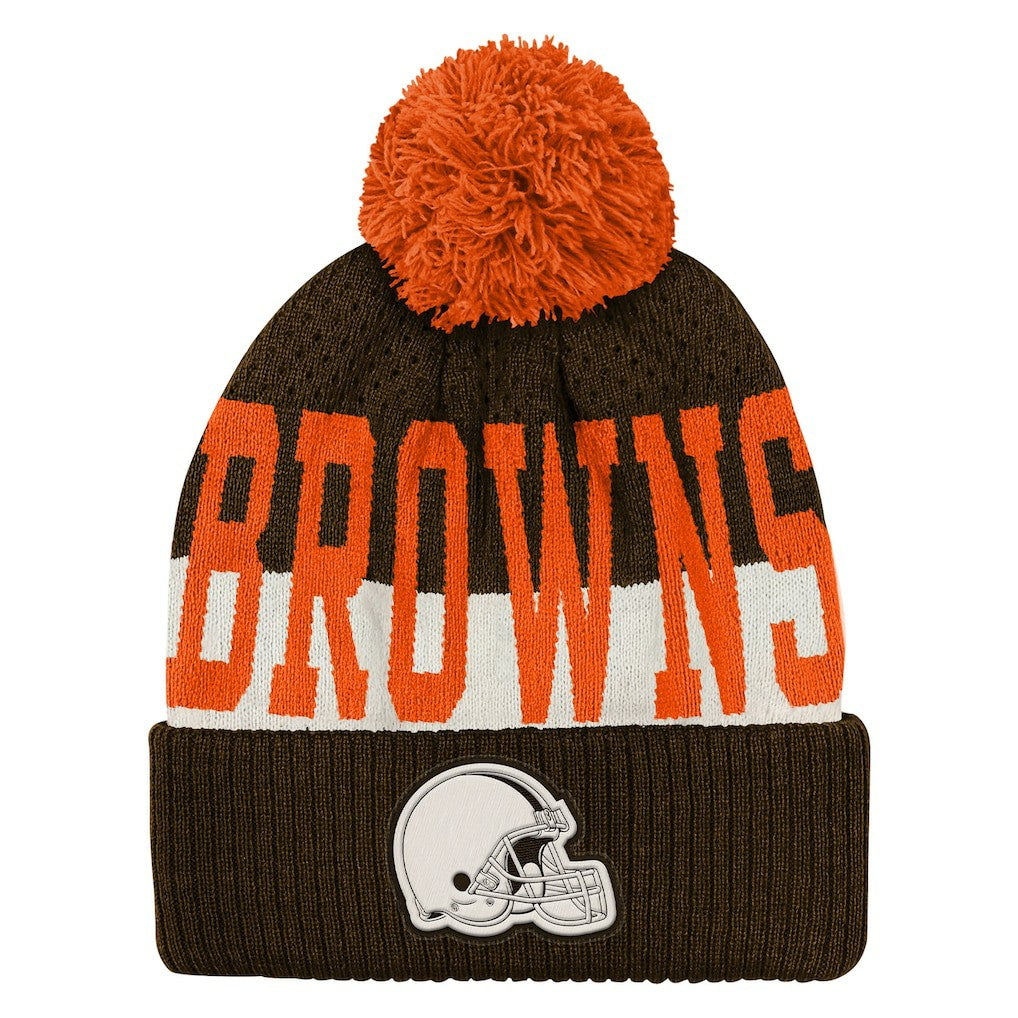 Cleveland Browns Outerstuff Youth Modern Fan Cuffed Knit Hat with Pom - Brown - NFL