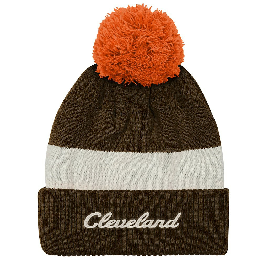 Cleveland Browns Outerstuff Youth Modern Fan Cuffed Knit Hat with Pom - Brown - NFL