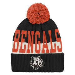 Cincinnati Bengals Outerstuff Youth Modern Fan Cuffed Knit Hat with Pom - Black - NFL