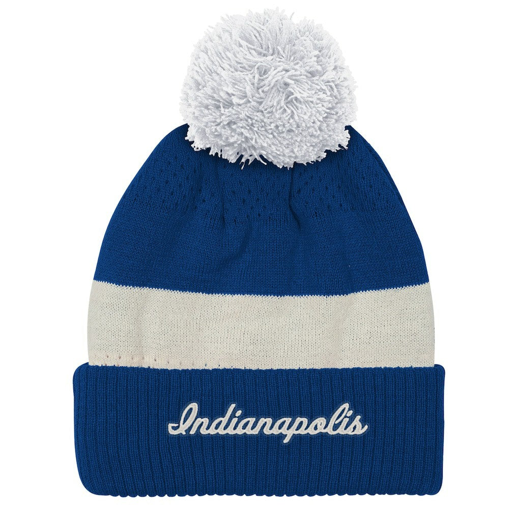 Indianapolis Colts Outerstuff Youth Modern Fan Cuffed Knit Hat with Pom - Royal - NFL