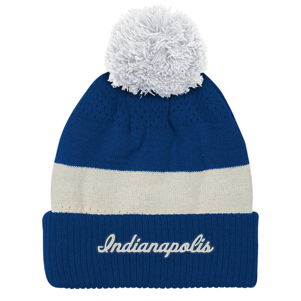 Indianapolis Colts Outerstuff Youth Modern Fan Cuffed Knit Hat with Pom - Royal - NFL