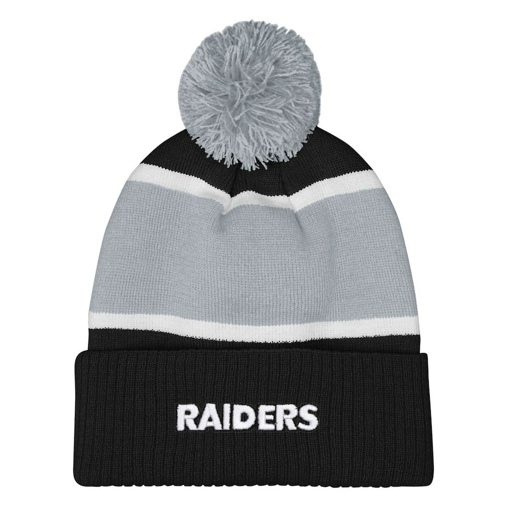 Las Vegas Raiders Outerstuff Girls Let's Play Cuffed Knit Hat with Pom - Black - NFL