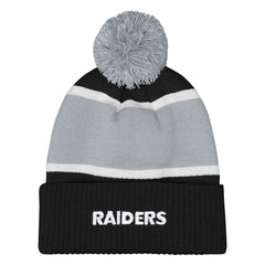 Las Vegas Raiders Outerstuff Girls Let's Play Cuffed Knit Hat with Pom - Black - NFL