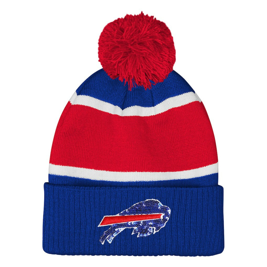 Buffalo Bills Outerstuff Girls Let's Play Cuffed Knit Hat with Pom - Royal - NFL