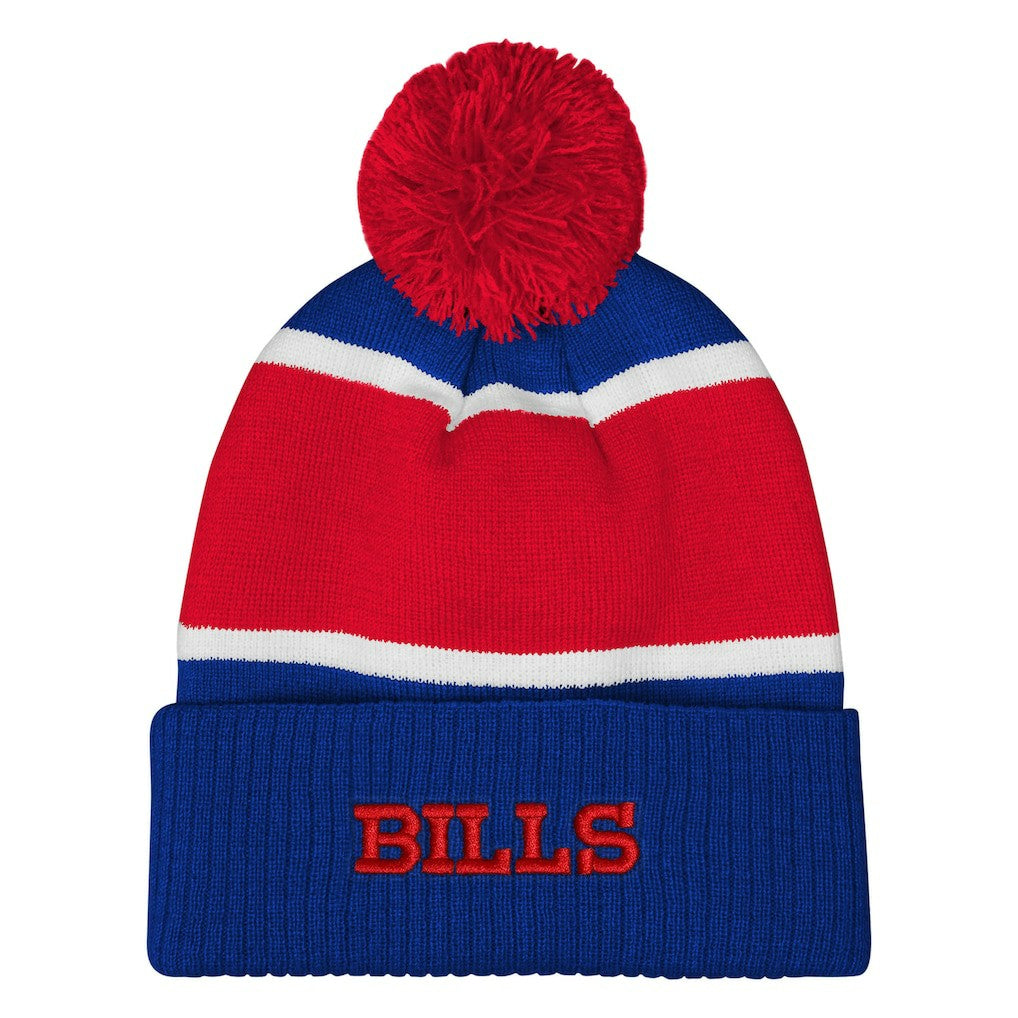 Buffalo Bills Outerstuff Girls Let's Play Cuffed Knit Hat with Pom - Royal - NFL