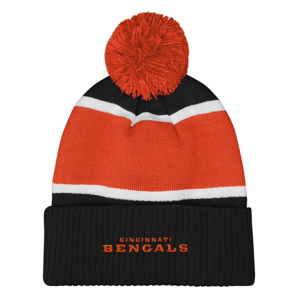Cincinnati Bengals Outerstuff Girls Let's Play Cuffed Knit Hat with Pom - Black - NFL