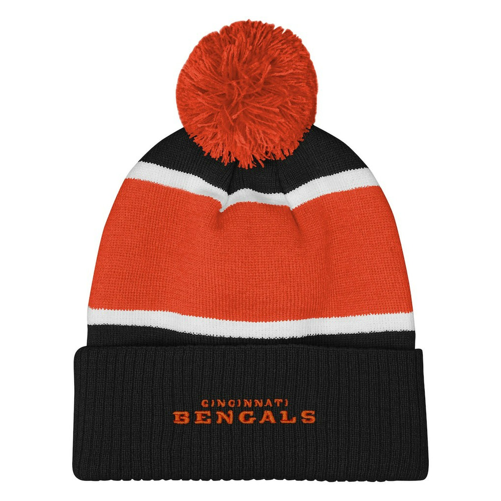 Cincinnati Bengals Outerstuff Girls Let's Play Cuffed Knit Hat with Pom - Black - NFL