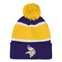 Minnesota Vikings Outerstuff Girls Let's Play Cuffed Knit Hat with Pom - Purple - NFL