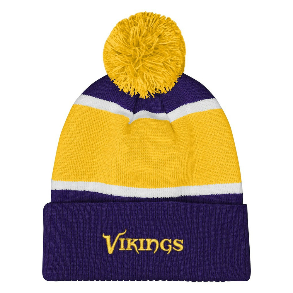 Minnesota Vikings Outerstuff Girls Let's Play Cuffed Knit Hat with Pom - Purple - NFL