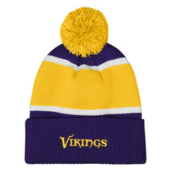 Minnesota Vikings Outerstuff Girls Let's Play Cuffed Knit Hat with Pom - Purple - NFL