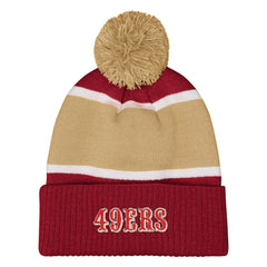 San Francisco 49ers Outerstuff Girls Let's Play Cuffed Knit Hat with Pom - Scarlet - NFL