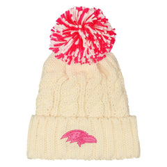 Baltimore Ravens Outerstuff Girls Cable Cuffed Knit Hat with Pom - White - NFL