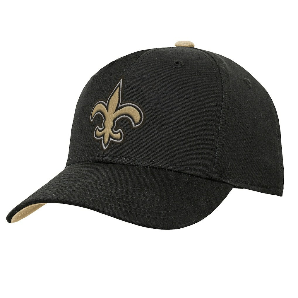 New Orleans Saints Outerstuff Youth Team Pre-Curved Adjustable Hat - Black - NFL