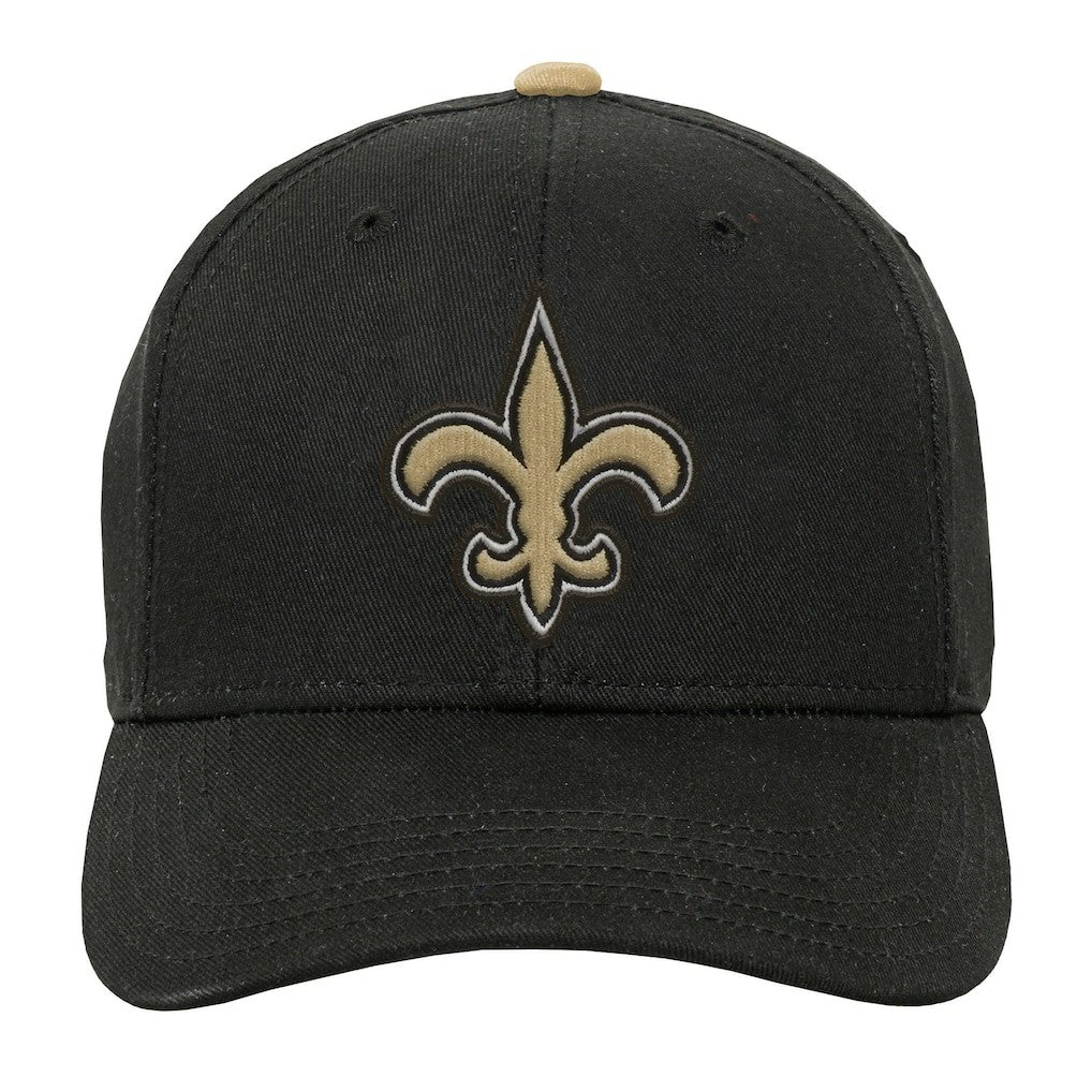 New Orleans Saints Outerstuff Youth Team Pre-Curved Adjustable Hat - Black - NFL