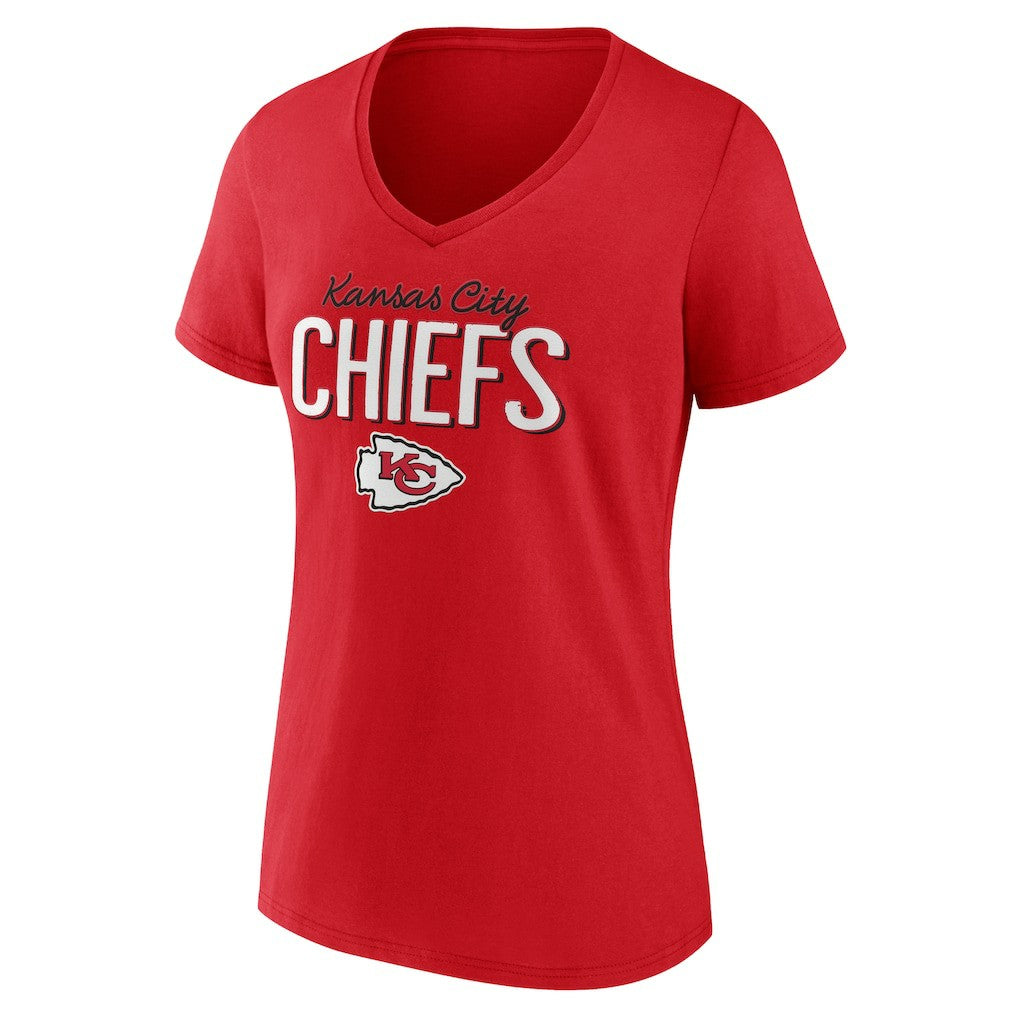 Kansas City Chiefs Women's Nostalgia V-Neck T-Shirt - Red - NFL