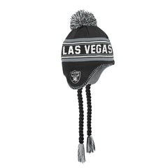 Las Vegas Raiders Outerstuff Youth Jacquard Tassel Knit Hat with Pom - Black - NFL