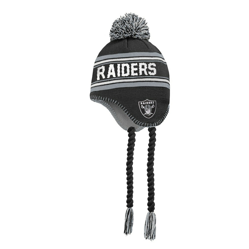 Las Vegas Raiders Outerstuff Youth Jacquard Tassel Knit Hat with Pom - Black - NFL