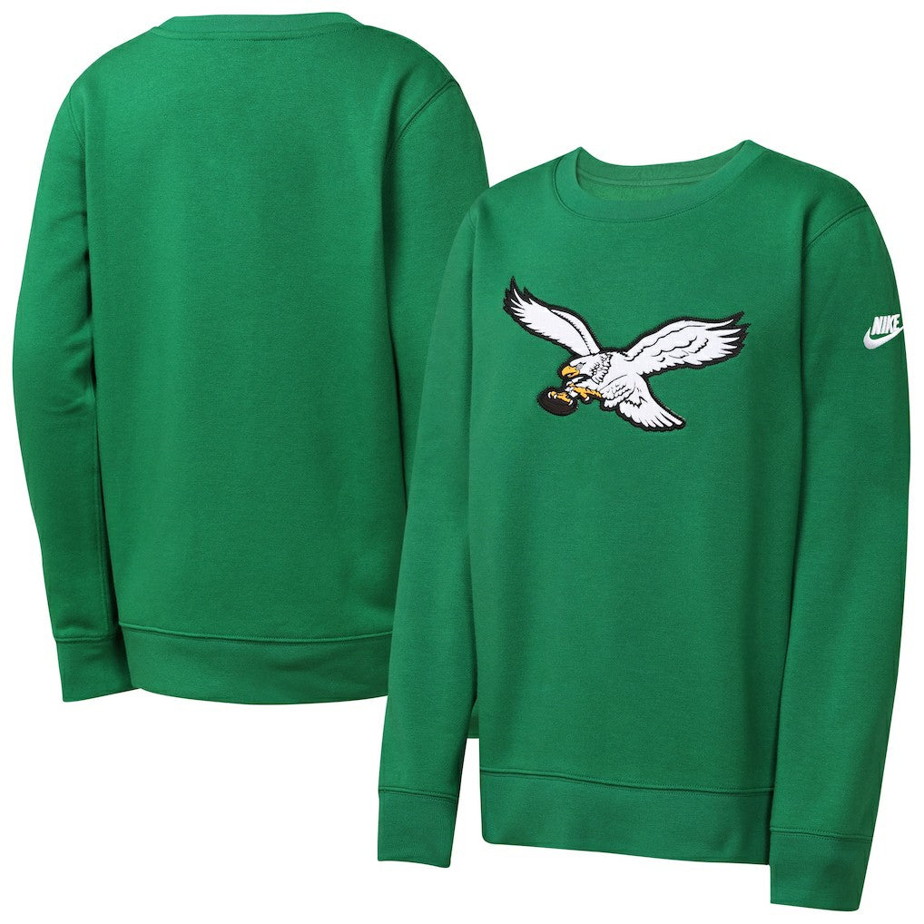 Philadelphia Eagles Youth Rewind Essential Pullover Crewneck Sweatshirt - Kelly Green - Nike