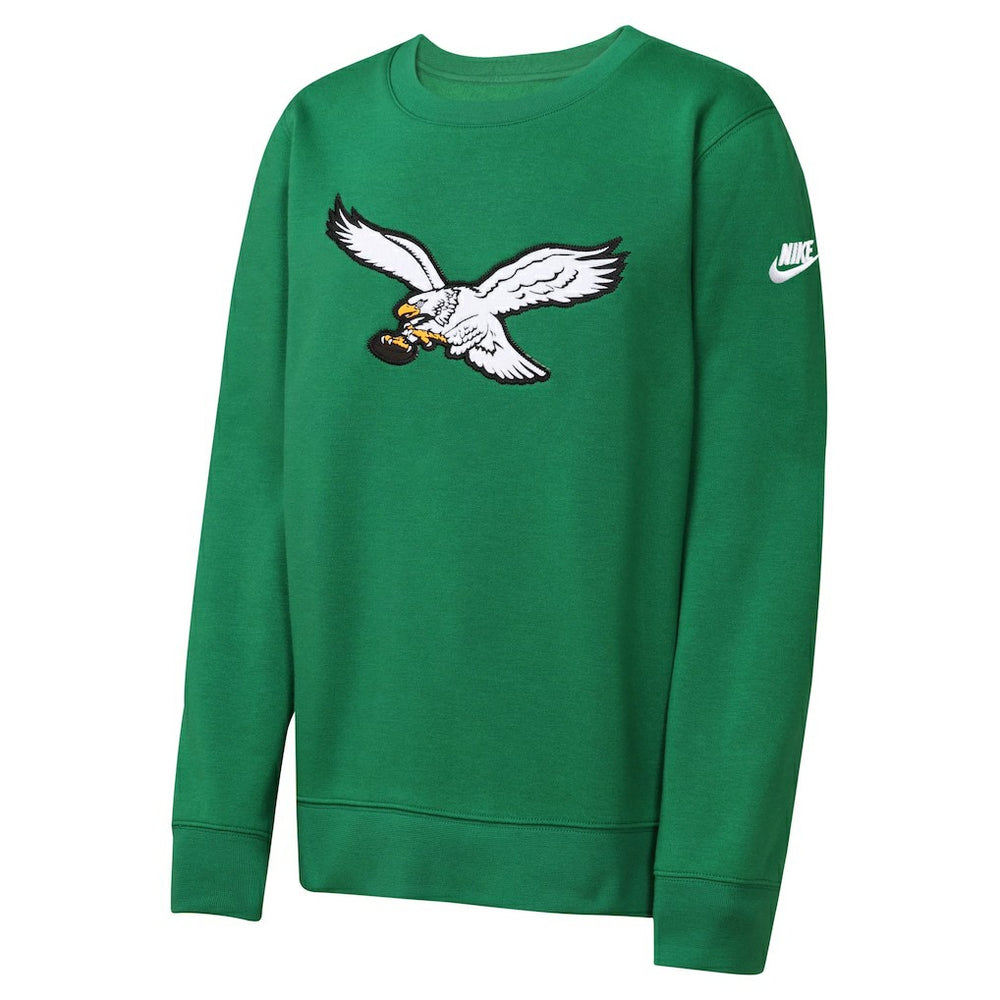 Philadelphia Eagles Youth Rewind Essential Pullover Crewneck Sweatshirt - Kelly Green - Nike