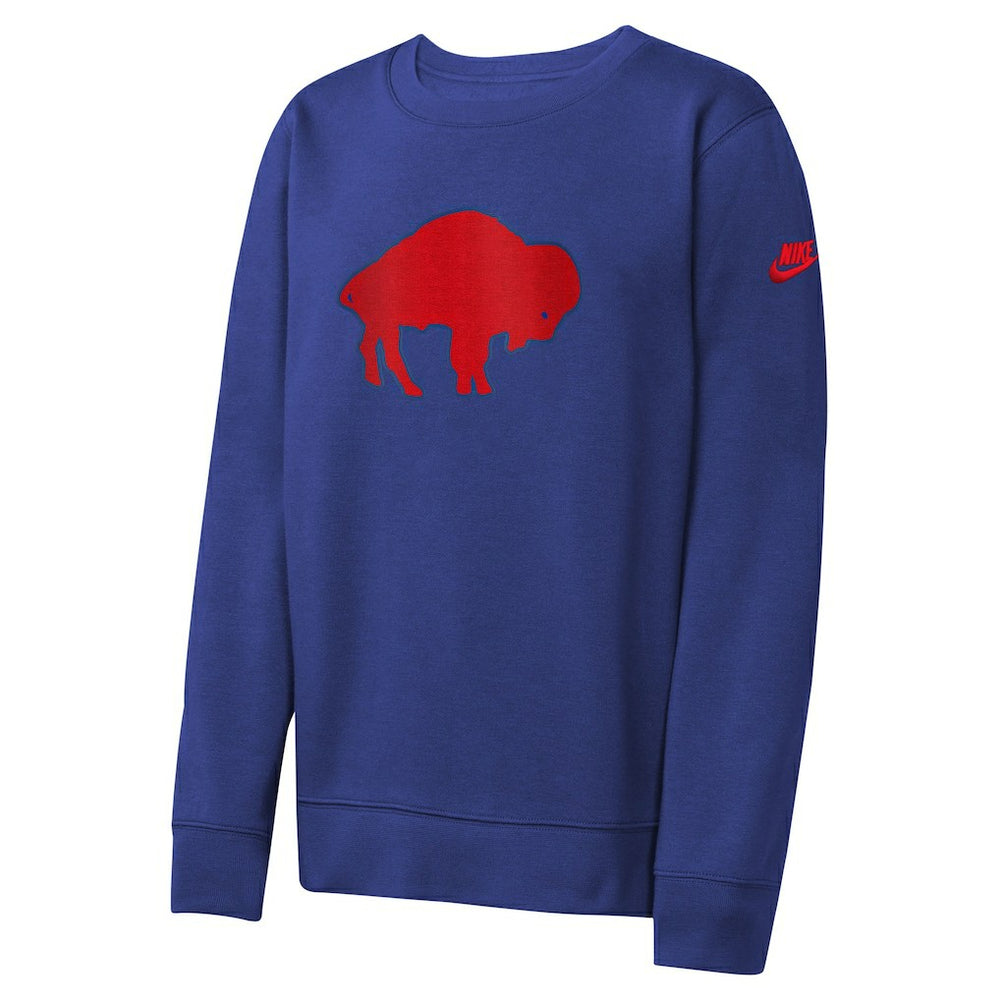 Buffalo Bills Youth Rewind Essential Pullover Crewneck Sweatshirt - Royal - Nike
