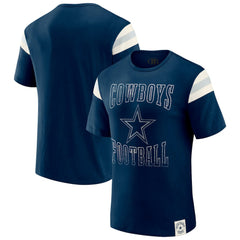Dallas Cowboys Darius Rucker Collection Distressed Throwback Shoulder Stripe T-Shirt - Navy - Fanatics