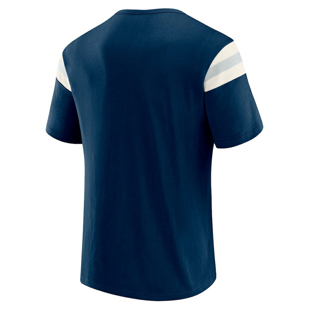Dallas Cowboys Darius Rucker Collection Distressed Throwback Shoulder Stripe T-Shirt - Navy - Fanatics