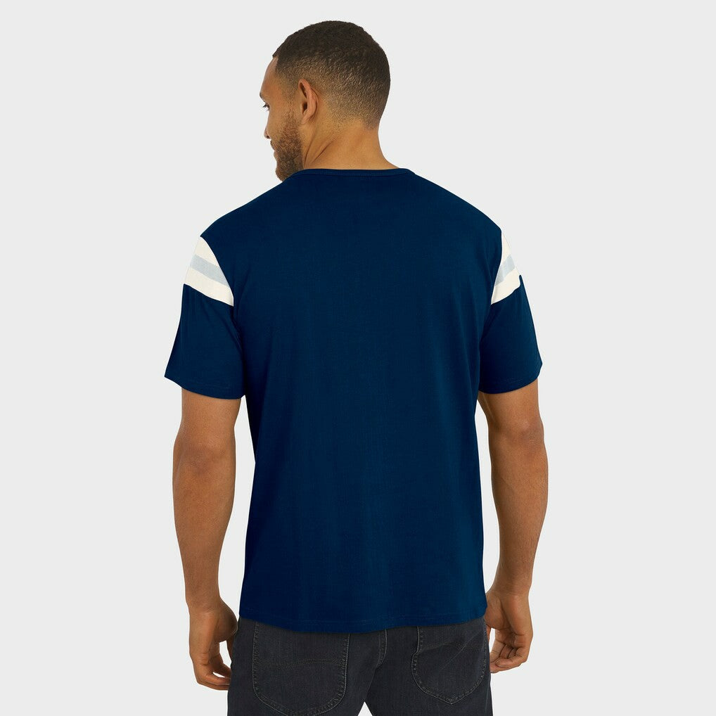 Dallas Cowboys Darius Rucker Collection Distressed Throwback Shoulder Stripe T-Shirt - Navy - Fanatics