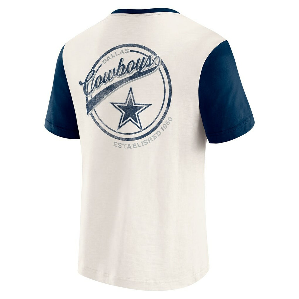 Dallas Cowboys Darius Rucker Collection Henley Colorblock Slub Pocket T-Shirt - Cream - Fanatics
