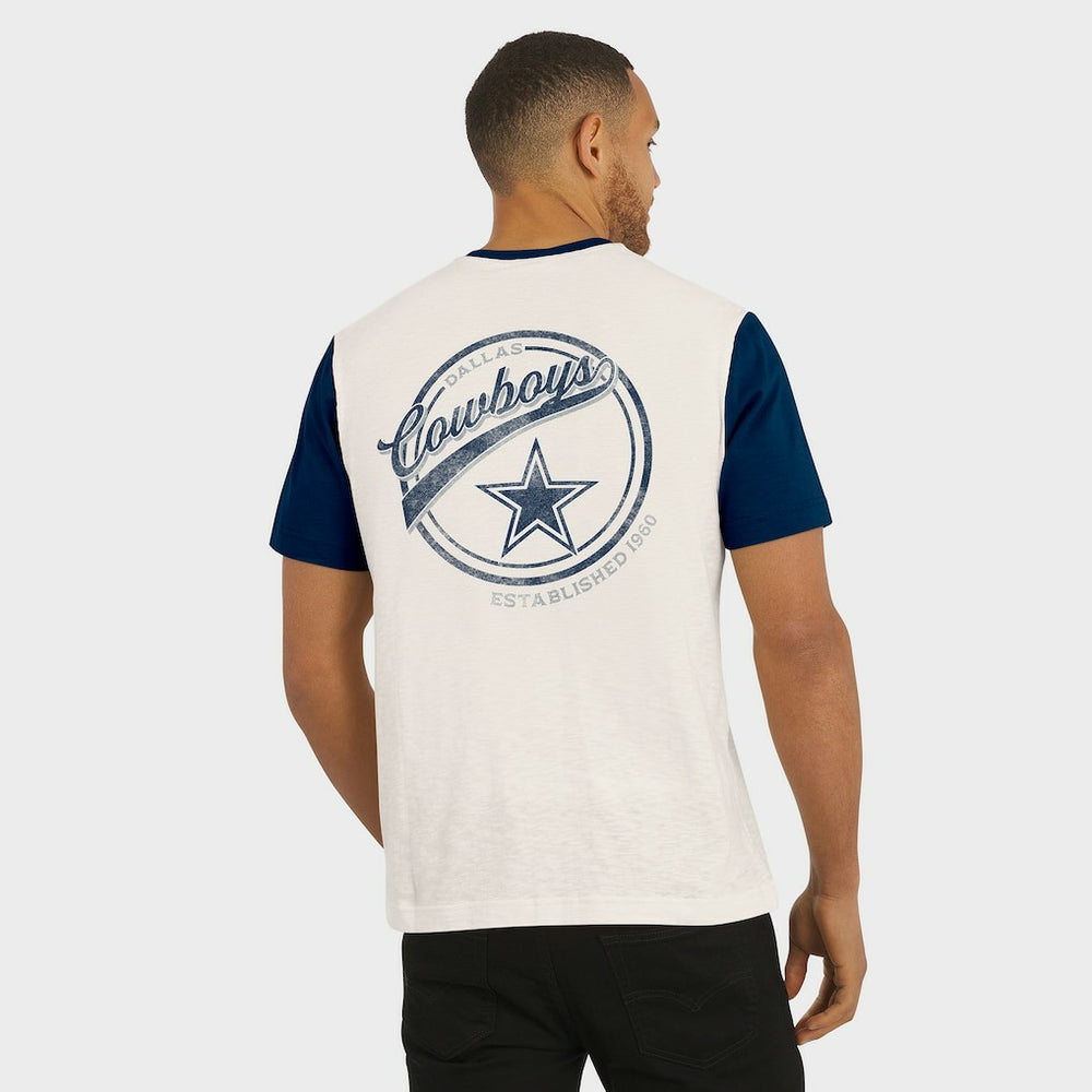 Dallas Cowboys Darius Rucker Collection Henley Colorblock Slub Pocket T-Shirt - Cream - Fanatics
